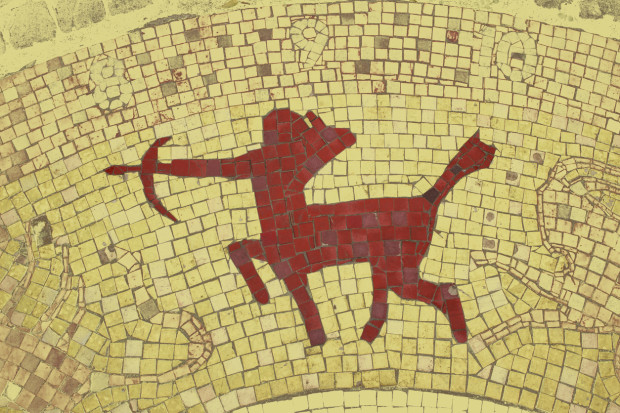 Sagittarius zodiac sign in a mosaic style