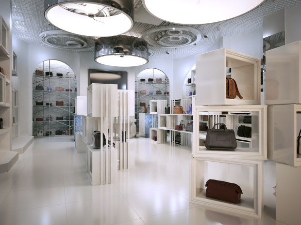 Luxury store interior design art deco style with hints